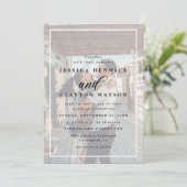 Romantic Elegant Vellum Overlay 2 Fotohuwelijk Kaart (Staand voorkant)