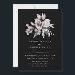 Romantic Elegant Waterverf Black Floral Wedding Kaart<br><div class="desc">Romantic Elegant Waterverf Black Floral Wedding</div>