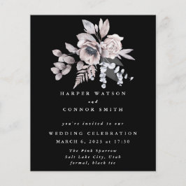 Romantic Elegant Waterverf Budget Floral Wedding Flyer