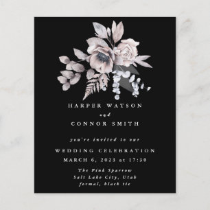 Romantic Elegant Waterverf Budget Floral Wedding Flyer