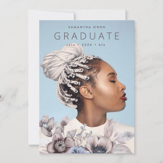 Romantic Elegant Waterverf Floral University Afstu Aankondiging (Voorkant)