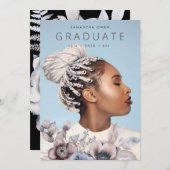 Romantic Elegant Waterverf Floral University Afstu Aankondiging (Voorkant / Achterkant)