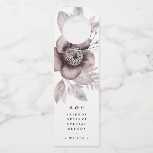 Romantic Elegant Waterverf Floral Wedding Flessenhanger (Voorkant)