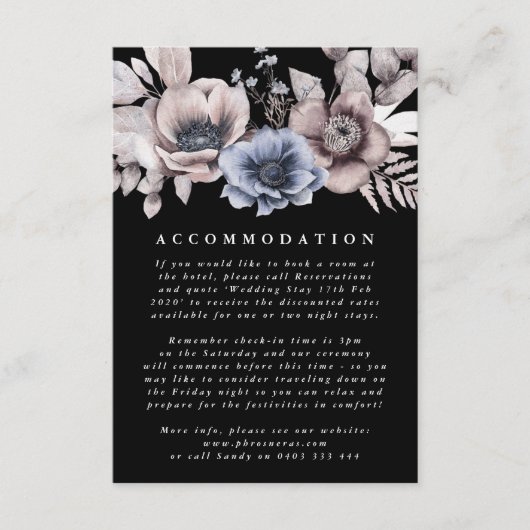 Romantic Elegant Waterverf Floral Wedding Informatiekaartje (Voorkant)