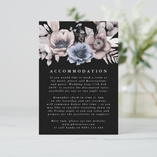 Romantic Elegant Waterverf Floral Wedding Informatiekaartje (Staand voorkant)