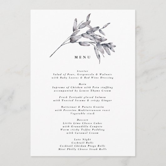 Romantic Elegant Waterverf Floral Wedding Menu (Voorkant)