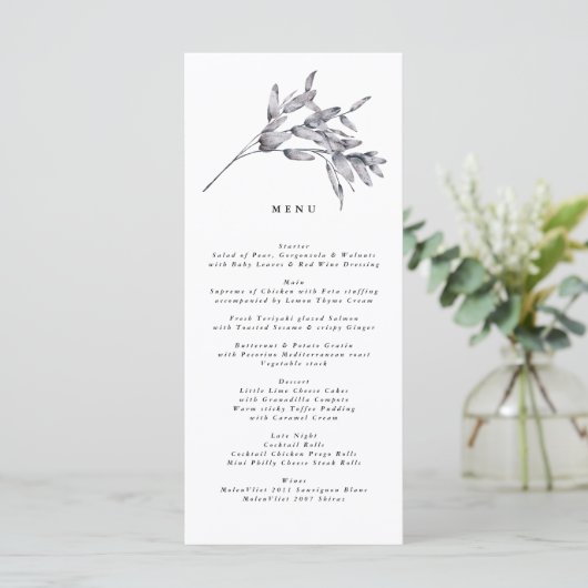 Romantic Elegant Waterverf Floral Wedding Menu (Staand voorkant)