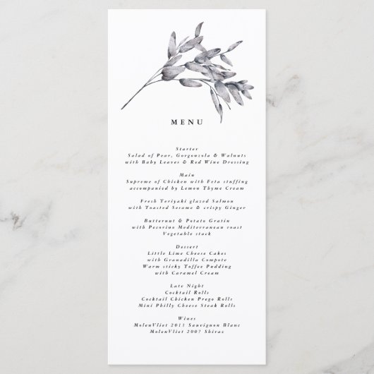 Romantic Elegant Waterverf Floral Wedding Menu (Voorkant)