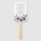 Romantic Elegant Waterverf Floral Wedding Programm Handwaaier (Achterkant)