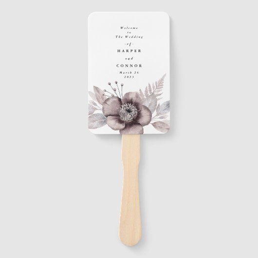 Romantic Elegant Waterverf Floral Wedding Programm Handwaaier (Voorkant)