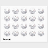 Romantic Elegant Waterverf Floral Wedding Ronde Sticker (Vel)