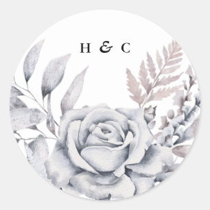 Romantic Elegant Waterverf Floral Wedding Ronde Sticker