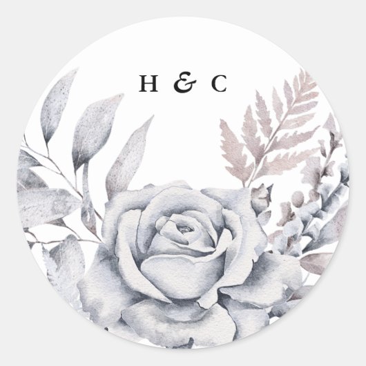 Romantic Elegant Waterverf Floral Wedding Ronde Sticker (Voorkant)