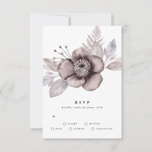Romantic Elegant Waterverf Floral Wedding RSVP Kaartje (Voorkant)
