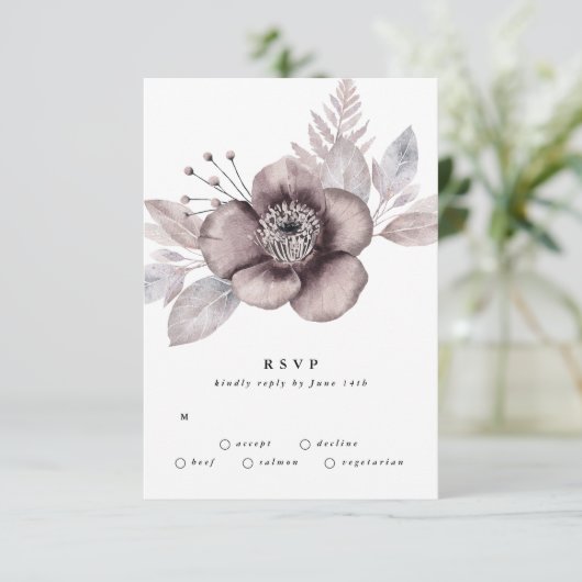 Romantic Elegant Waterverf Floral Wedding RSVP Kaartje (Staand voorkant)