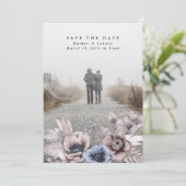 Romantic Elegant Waterverf Muted Floral Save The Date (Staand voorkant)