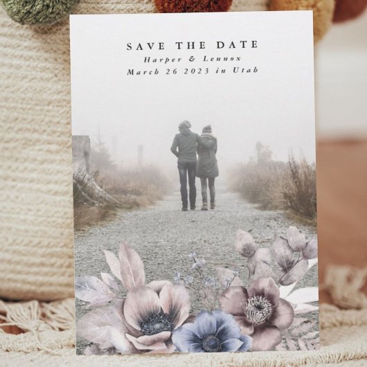 Romantic Elegant Waterverf Muted Floral Save The Date