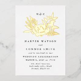 Romantic Elegant Waterverf Muted Floral Wedding Folie Uitnodiging