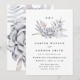 Romantic Elegant Waterverf Muted Floral Wedding Kaart