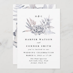 Romantic Elegant Waterverf Muted Floral Wedding Kaart