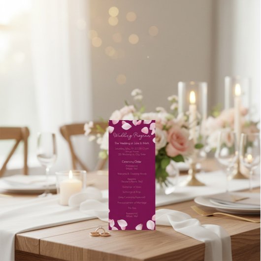 Romantic Elegant Wedding Ceremony Program Programmakaart