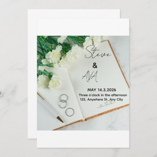 Romantic Elegant Wedding Invitation | Soft & Timel Kaart (Voorkant / Achterkant)