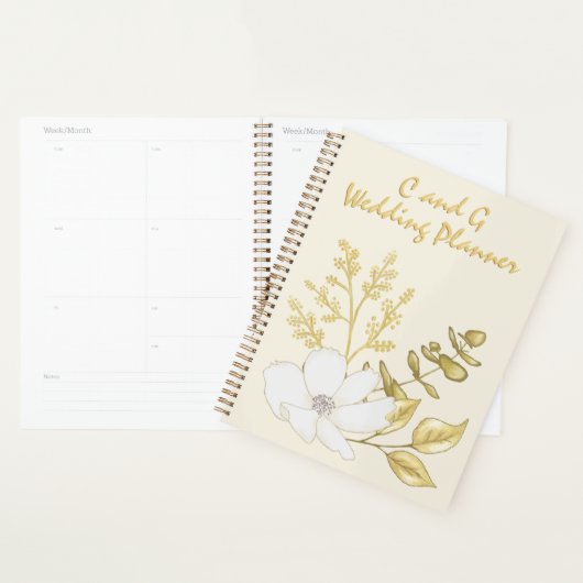 Romantic Elegant White Gold Floral Wedding Planner (Display)