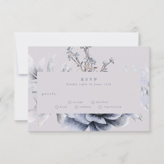 Romantic Elegant Winter Floral Wedding RSVP-kaart RSVP Kaartje (Voorkant)