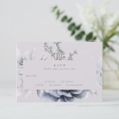 Romantic Elegant Winter Floral Wedding RSVP-kaart RSVP Kaartje (Staand voorkant)