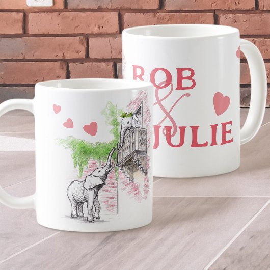 Romantic Elephants Love Romeo and Juliet Jouw naam Koffiemok