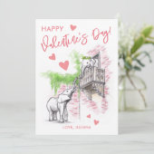 Romantic Elephants Romeo en Juliet Valentijnsdag Feestdagenkaart (Staand voorkant)