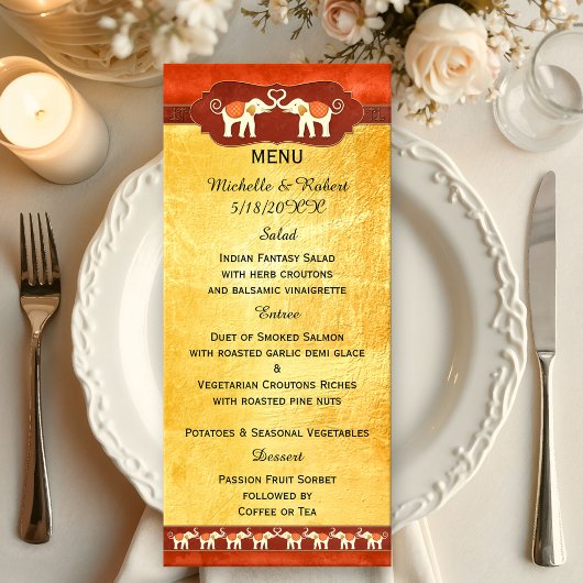 Romantic Elephants Wedding Menu