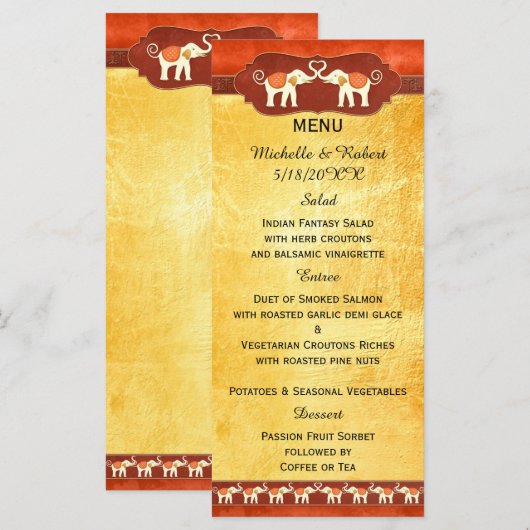 Romantic Elephants Wedding Menu (Voorkant / Achterkant)