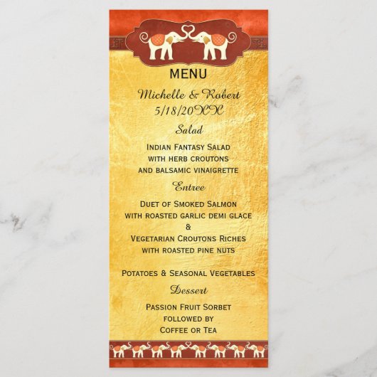 Romantic Elephants Wedding Menu (Voorkant)