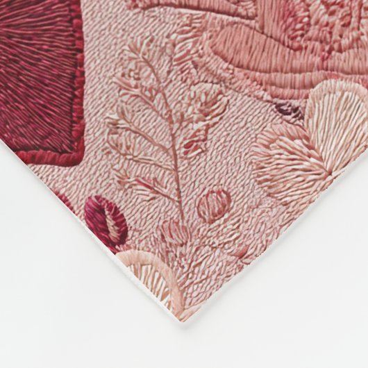 Romantic Embroidered Hearts & Floral Pattern Fleece Deken (Hoek)