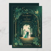 Romantic Emerald Green en Gold. Kaart (Voorkant / Achterkant)