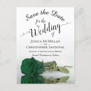 Romantic Emerald Green Roos Wedding Save the Date Aankondigingskaart
