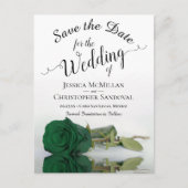 Romantic Emerald Green Roos Wedding Save the Date Aankondigingskaart (Voorkant)