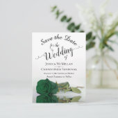 Romantic Emerald Green Roos Wedding Save the Date Aankondigingskaart (Staand voorkant)