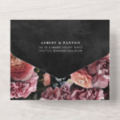 Romantic en Moody Pink Bouquet All In One Uitnodiging (Achterkant)