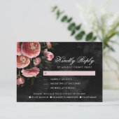 Romantic en Moody Pink Bouquet | Meesopties RSVP Kaartje (Staand voorkant)