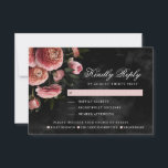 Romantic en Moody Pink Bouquet | Meesopties RSVP Kaartje<br><div class="desc">Romantisch en humeurig, deze formele trouwreactiekaart is perfect voor een geavanceerde moderne bruiloft. Het vochtige bloemontwerp is voorzien van een natuurlijke bouquet van wazige roze en stoffige lavenderbloemen met donkergroene bladeren in een luxe vorm op een donkerzwarte achtergrond. Alle trouwgegevens kunnen worden aangepast aan de behoeften van uw speciale dag....</div>