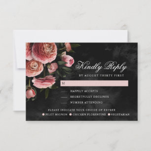 Romantic en Moody Pink Bouquet   Meesopties RSVP Kaartje