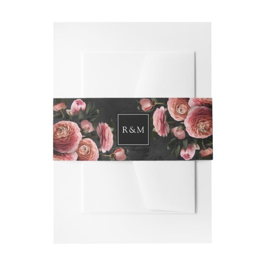 Romantic en Moody Pink Bouquet Uitnodigingen Wikkel (Voorkant Voorbeeld)