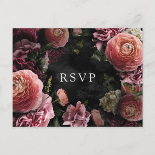 Romantic en Moody Pink Floral RSVP-Briefkaart Briefkaart