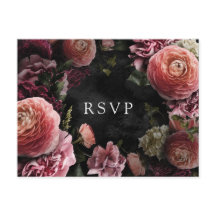 Romantic en Moody Pink Floral | RSVP-Briefkaart