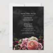 Romantic en Moody Pink | Floral Save the Date (Achterkant)