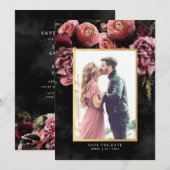Romantic en Moody Pink | Floral Save the Date (Voorkant / Achterkant)