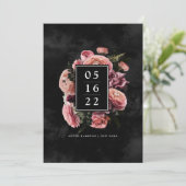 Romantic en Moody Pink | Floral Save the Date Kaart (Staand voorkant)