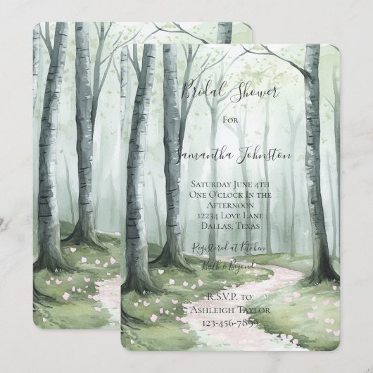 Romantic Enchanted Forest Bridal Shower Kaart (Voorkant / Achterkant)